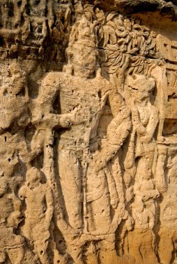 Bodhisatva Avalokiteshvara rock cave Khambhaliya dating from around 4th Century AD, Rajkot, Gujarat, India  clipart