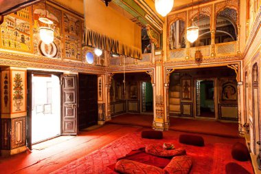 Salon, Ramnath Podar Haveli Müzesi, Nawalgarh, Shekhawati, Rajasthan, Hindistan, Asya