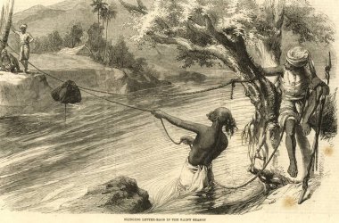 Yağmur mevsiminde mektup torbaları atıyorlar, Hindistan 