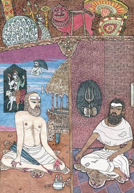 Kadaitswami, Jaffna Tapınağı arabası, chellapaswami, hut, nallur murugan tapınağı ikonu, ardhanarishvara, trishula, sanatçı S. Rajam, saint, sadhu, swami, sannyasin, keşiş, adanmışlık, meditasyon, Hindu inancı, hinduizm, himalaya aca 