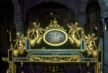 Golden angels playing music museum at mehrangarh fort, jodhpur, rajasthan, India, Asia