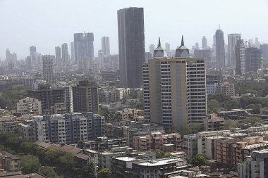 Lalbaug, Bombay Mumbai, Maharashtra, Hindistan 'da çok katlı binalar. 