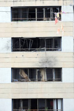 Damaged Nariman House ; after terrorist attack by Deccan Mujahideen on 26th November 2008 in Bombay Mumbai ; Maharashtra ; India clipart