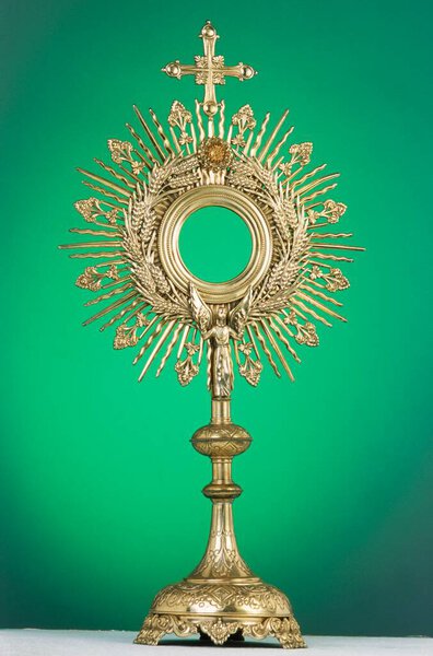 Monstrance On Green Background, Christianity