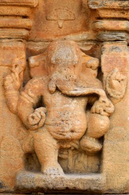 Ganesh relief, Pattadakal temple, Karnataka, India, Asia clipart
