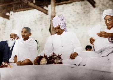 Abbas Tyabji, Mahatma Gandhi ve Takore Saheb, Gujarat, Hindistan, Asya, 1928