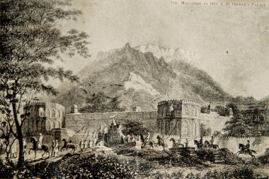 1818 'de derginin eski resmi A.D. akbar sarayı, Ajmer, Rajasthan, Hindistan.