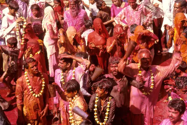 Stock image Crowd Celebrating Holi Festival, India 