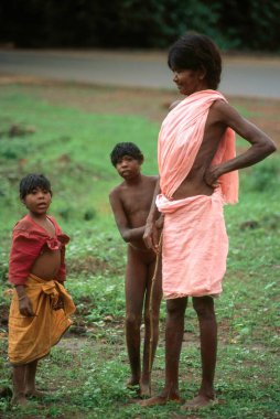 Çocuklu anne, Bastar, Chhattisgarh, Hindistan 
