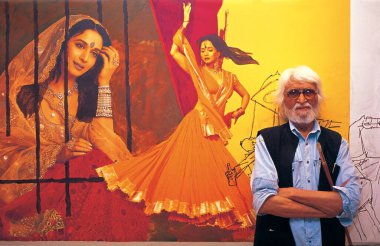 M F Hussain ve Madhuri dixit Hindistan Asya posteri. 