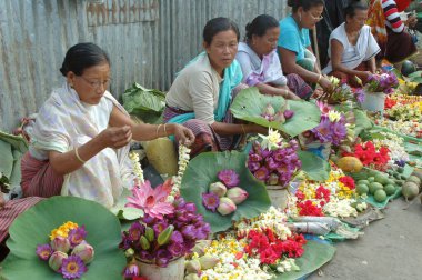 Khawairambant pazarı, kadın pazarı, Imphal, Manipur, Hindistan 