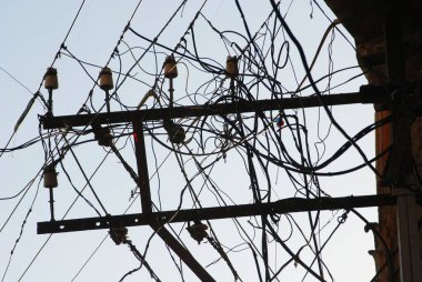 Karışık elektrik kabloları; Jodhpur; Rajasthan; Hindistan
