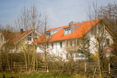 Evlerle manzara; Münih; Almanya; Avrupa