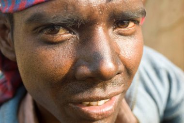 Kömür Hırsızının Yakın Çekim Portresi, Jharkhand, Hindistan 