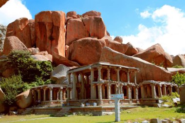Monolithic bull temple, hampi, vijayanagar, karnataka, India, Asia clipart