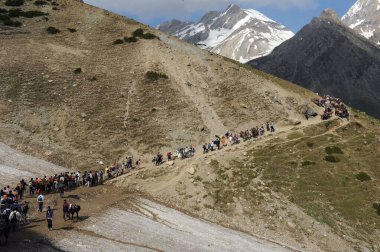 Pilgrim sheshnag Gölü, amarnath yatra, Jammu Kashmir, Hindistan, Asya 