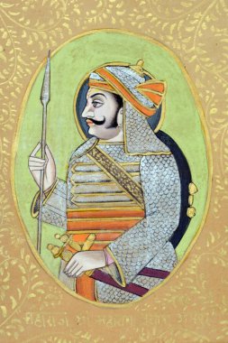 Miniature painting of maharana pratap singh clipart