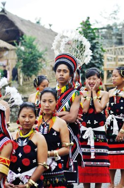 Naga tribes at hornbill festival, Kohima, Kisama village, Nagaland, North East, India     clipart