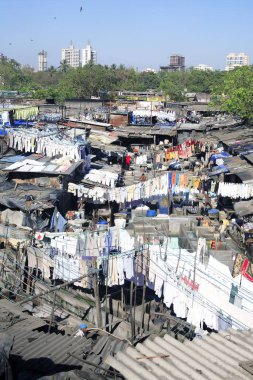 Dhobi Ghat; Mumbai Belediyesi Temizlikçileri tarafından işletilen çamaşırhane; Mahalakshmi; Bombay şimdi Mumbai; Maharashtra; Hindistan
