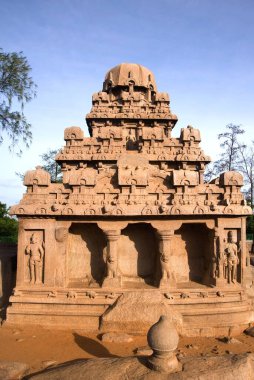 Dharmaraja ratha, Mahabalipuram Mamallapuram, Tamil Nadu, Hindistan
