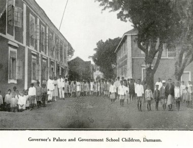 Catholic community Governors Palace and government School Children ; Damaun Daman ; India UT  clipart