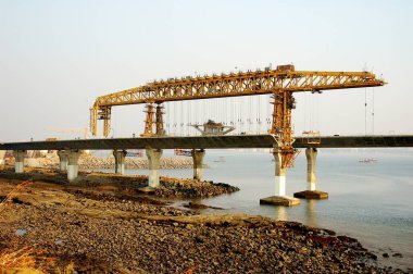 Bandra Sea Link yapım aşamasında, Bombay Mumbai, Maharashtra, Hindistan 