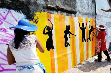 Bombay, Mumbai, Maharashtra, Hindistan 'daki duvar yazıları. 