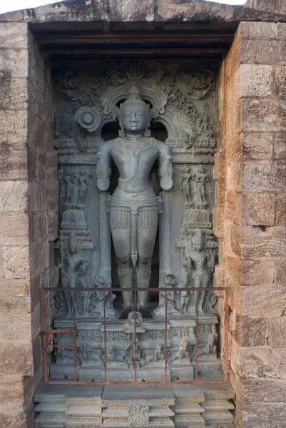 Statue of Vedic Sun god Surya or Arka carved on wall of 13th century Sun temple ascribes mood to phase of sun World Heritage monument ; Konarak ; Orissa ; India