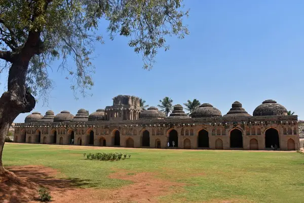 stock image Ancient ruins of the Royal Elephant Stables at Hampi from 14th century Vijayanagara kingdom. The ancient city of Vijayanagara, Hampi, Karnataka, India. 