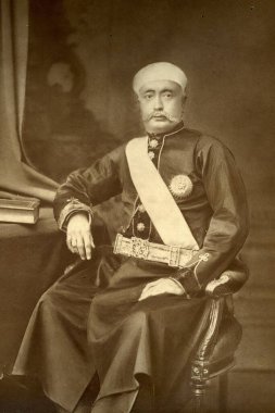 Nawab sir salar Jung, vintage Woodburytype, Hindistan, Asya