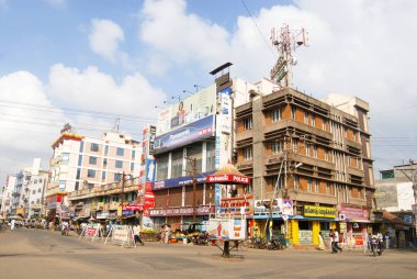 Güney Rampart, Thanjavur, Tamil Nadu, Hindistan 'daki yoğun pazar alanı. 