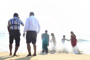 Chennai 'deki Marina Sahili Tamil Nadu Hindistan 