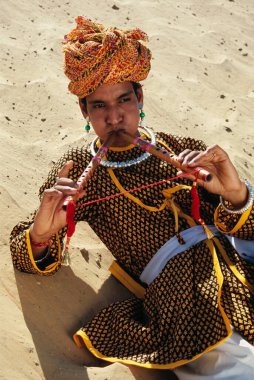 Folk müzisyeni, Rajasthan, Hindistan 