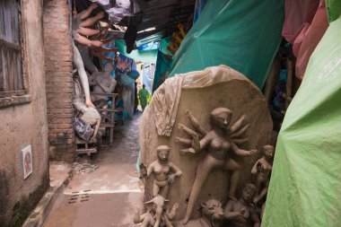 Durga Tanrıçası Kumartuli Kolkata 'nın Clay Idol' u Batı Bengal Hindistan Asya 