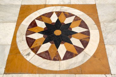 Yerdeki mermer fayanslar Jawahir Vilas Jaisalmer Rajasthan Hindistan Asya 