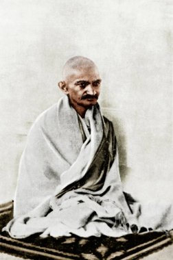 Saçları tıraşlı Mahatma Gandhi, Madurai, Tamil Nadu, Hindistan, Asya, Eylül 1921 