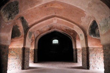 Persian craftsmen inside Arab sarai gate at Humayun tomb ; Delhi ; India clipart