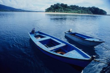 Jolly Budy 'de tekneler, Port Blair, Andaman Adaları, Hindistan