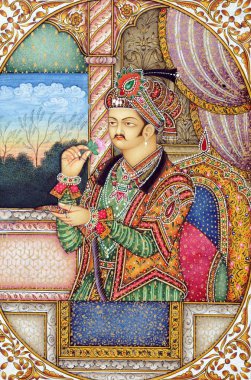 Moğol İmparatoru Jahangir 'in minyatür resmi Hindistan Asya