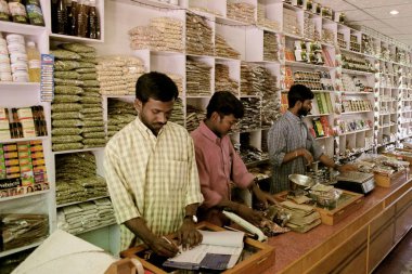 Baharat dükkanları, Munnar, Kerala, Hindistan 