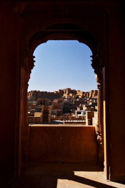 Patwon ki Haveli 'den Fort View, Jaisalmer, Rajasthan, Hindistan 