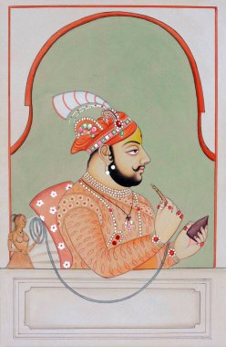 Maharana Jagat 'ın Udaipur' daki minyatür resmi.