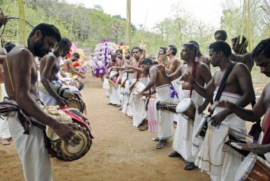 Musicians playing on temple festival ; Kerala ; India clipart