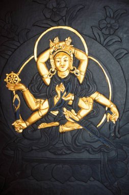 Lord Buddha 'nın resmi, Sikkim, Hindistan. Şık el çizimi sanat