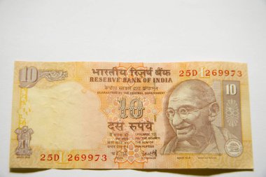 Hindistan para birimi 10 rupi Rezerv Bankası Hindistan Hükümeti ön tarafta görünüyor