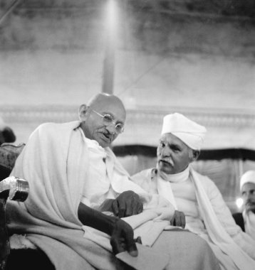 Mahatma Gandhi and Madan Mohan Malaviya at Varanasi, 1941, India    clipart