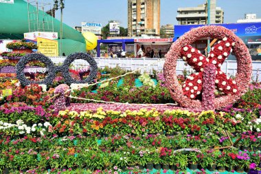 Charkha çiçeklerden, çiçek fuarından, Surat, Gujarat, Hindistan, Asya 