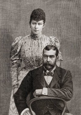 V. George ve Mary Teck 'in eski bir fotoğrafı.