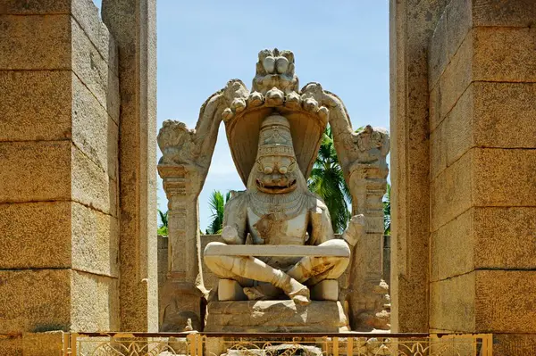 stock image Ugranarasimha ; UNESCO World Heritage site Hampi Vijayanagara 1336-1726 A.D. ; district Bellary ; state Karnataka ; India