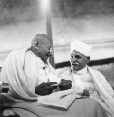Mahatma Gandhi and Madan Mohan Malaviya at Varanasi ; 1941 ; India  clipart